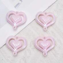 5pcs Acrylic Heart Shaped Double Hole Pendant, Colorful Creative Decorative Accessories For Home, Party, Wedding And More