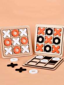 1PC Wooden XO Tic Tac Toe Logic Thinking Brain Table Games Triple Tic Tac Toe Chess Toys Cultivate Patience Leisure Stress Relief Toys, Party Gathering - Mini Version - View 3