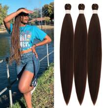 1/3/6 Packungen schwarze Flechthaar Vorgespannte Knotenlose Kanekalon Box Zöpfe Haar zum Flechten Vorgespannt Lang Gerade Synthetische Flechthaarverlängerungen für Knotenlose Zöpfe