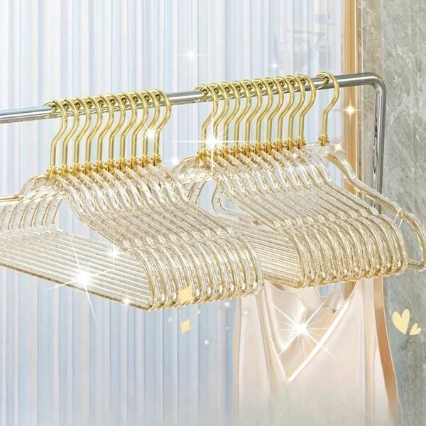 5pcs Transparent Glitter Hanger Seamless Non-Slip Non-Bulging Fairy Home Bedroom Clothes Hanging Storage Thickened Rack/Clothes Hanger Storage Rack/Wedding/Bedroom Decor/Room Decor/Holiday Essentials/Bathroom Accessories/Home Decor/Fathers Dad Gift/Travel Essentials/Room Decor Bedroom/Home/Wedding Decor/Laundry Supplies/Hangers