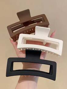 Simple Square Basic Plastic Hair Claw Clips Set, For Going Out, Dating, Home, Ponytail, Sports Summer - Multicolor - View 9