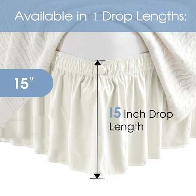 1 件纯色弹力床裙，环绕式床裙，柔软床罩，荷叶边蕾丝床裙，棉质舒适亲肤耐用