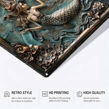 2pcs Vintage Mermaids Metal Sign Wall Decor Art Tin Painting, Wall Decoration, Cafe Decoration, 7.8*11.8inch