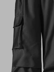 2pcs/Set Teenage Girls Fashion Star Pattern Ribbed Crew Neck T-Shirt And Outdoor Cargo Wide Leg Pants Sets