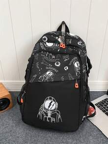 College Style Man Backpack Student Bag - Black - View 1