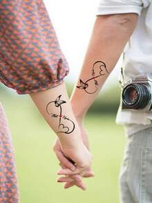 LICVIC 12-300pcs Customized Text Temporary Tattoo Stickers, Personalized Fake Tattoos, Customizable Name Tattoo Stickers, Customizable Letter Tattoo Stickers, Quote Tattoo Stickers, Wedding Temporary Tattoo Stickers, Couple Tattoo Stickers, Suitable For Anniversary, Wedding Celebration, Valentine's Day, Graduation Ceremony, Birthday Party, Ideal Gift For Him/Her, Friends, Kids, Family, Also For Decoration - Multicolor - View 5