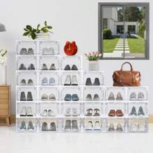 Royalswill 9-Compartment Transparent Dustproof Shoe Box Storage Box, Stackable Transparent Shoe Box Storage Box, Convenient Shoe Cabinet, Shoe Storage Box, Plastic Storage Box Suitable For Home/Office Use