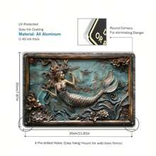 2pcs Vintage Mermaids Metal Sign Wall Decor Art Tin Painting, Wall Decoration, Cafe Decoration, 7.8*11.8inch