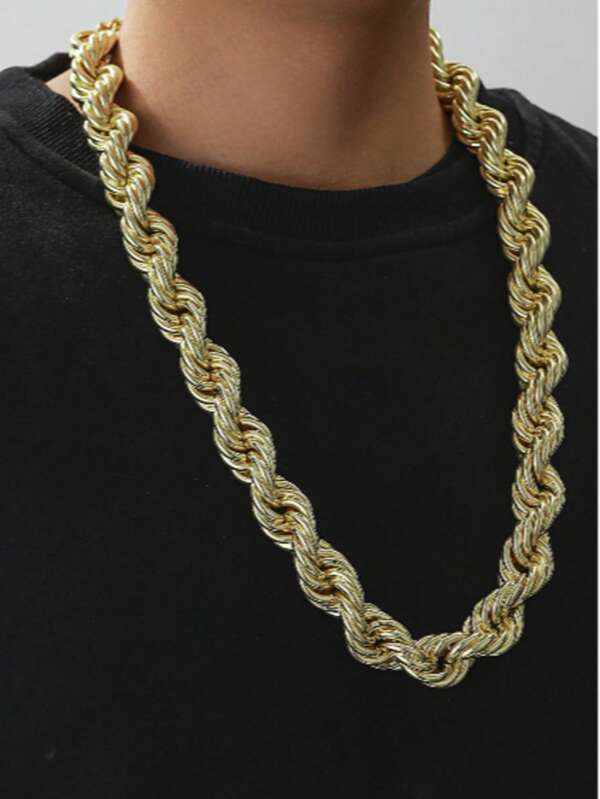 1pc Men's Hip Hop Metallic Rope Chain Necklace