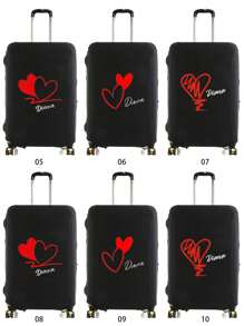 Customized Name Letter Pattern Luggage Protective Cover Dust Cover Anti-Scratch Protective Cover, Black Elastic Luggage Cover Suitable For 18-32 Inch Fashion Trolley Case Thickened Elastic Dust Bag Travel Accessories