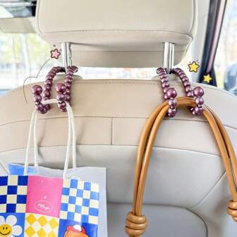 2pcs Multi-Function Pearl Car Rear Seat Back Hanger Hooks