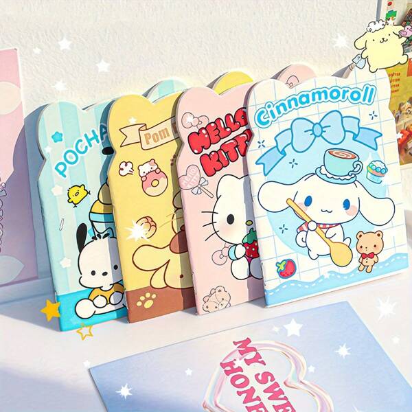Sanrio 20pcs/Set Assorted Hello Kitty, Kuromi, Pompompurin, My Melody Mini Memo Pads - Cartoon Themed Pocket Note Books With Dividers, Suitable For Office, Party Favors And Collectors - Written In English