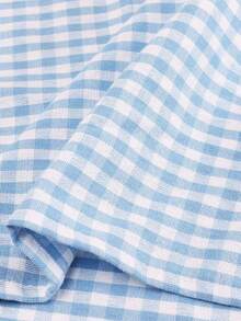 1pc Plaid Rectangular Tablecloth, Simple Rustic Checkered Tablecloth, Soft Texture Suitable For Spring/Summer Outdoor Picnic, Kitchen, Dinner, Restaurant, Holiday Party Table Decor,Fall Decor,Autumn Decor,Room Decor - Blue - View 5