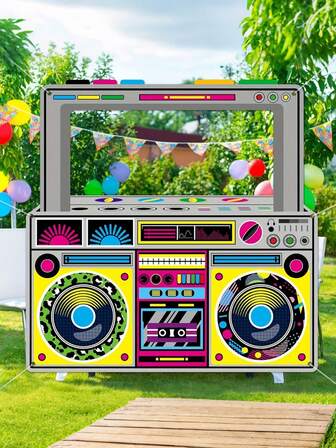 1pc Radio Boombox Selfie Photography Props - Multipurpose 90'S Party Decor Banner Photo Frame, Ideal For Hip Hop Themed Birthdays & Celebrations