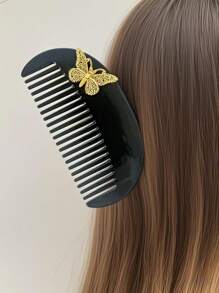1 Peça Pente de Borboleta Fashionable de Alto Padrão Leve de EVA (Copolímero de Etileno e Acetato de Vinila), Leve, Portátil, Anti-estático. Inclui 1 Bolsa de Cordão de Seda Sintética. Ferramenta de Penteado