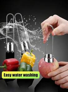 1pc Vegetable And Fruit Corer, Stainless Steel Corer, Bell Pepper Seed Corer, Manual Corer,Red Bell Pepper Seed Corer, Fruit Corer, Apple Corer, Pear Corer, Vegetable And Fruit Corer, Bell Pepper Cutting Machine, Chili Seed Removal Tool