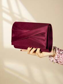 Elegant & Fashionable Bow-Knot Velvet Evening Clutch Bag, Party & Wedding Handbag For Women For Girls, Women, College Students, Rookies & White-Collar Workers For Party, Prom, Wedding Dinner Bag,Evening Bag For Party Girl,Woman,For Female Perfect For Party,Wedding,Prom,Dinner,Banquet,For Best Gift For Women - Burgundy - View 4