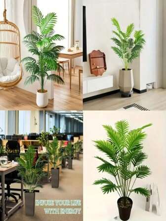 1pc,85cm-115cm Large Artificial Palm Tree, Simulated Green Plants, Plastic Turtle Back Bamboo, Large Leaf Schefflera, Tropical Fake Iron Tree, Suitable For Home, Office, Party, Outdoor Decoration,Fake Plants,Fall Decor,Room,Desk,Garden Decor,Room Decoration Stuff ﻿