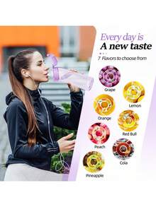 1 件调味水瓶，水瓶入门套装，饮水瓶，配有一个随机调味豆荚，适用于健身房、学校、调味水瓶 - 彩色 - 查看 7