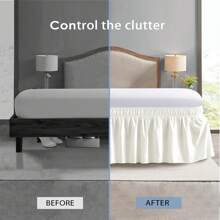 1pc Solid Color Elastic Bed Skirt, Wrap Around Bed Skirt, Soft Bed Cover, Ruffled Lace Bed Skirt, Cotton Comfortable Skin-Friendly Durable