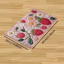 1pc, Home Decor, Fluffy Strawberry Abstract Pattern Printed, Anti-Slip Diatomite Kitchen Mat, Rug, Floor Mat, 3D Printed Rectangle, Suitable For Living Room, Bedroom, Hallway, Bathroom, Laundry Room - Polyester Carpet, Indoor/Outdoor Decoration