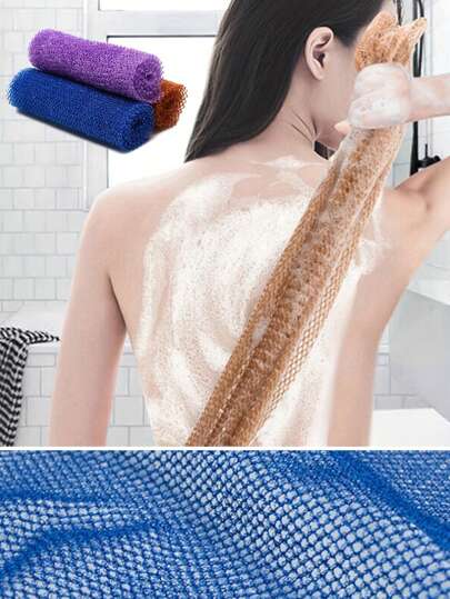 African Mesh Bath Sponge, African Mesh Long Bath Mesh Sponge Exfoliating Shower Body Scrubber Back Scrubber Skin Smooth Towel Nylon Korean Exfoliating Body Wash/Towel Japanese Body Wash/Towel Shower Gel Cleansing Sponge Back And Body Use, Loofah Body Scrub, Bathroom Accessories, Back Scrub Towel, Elastic Nylon Back Exfoliating Tool, Deep Cleansing Body Massage Bath Brush For Men And Women