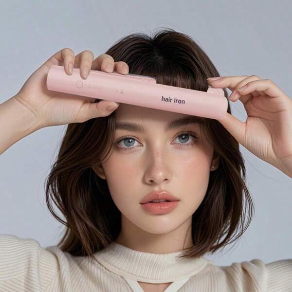 Mini 2-In-1 Wireless Tourmaline Ceramic Hair Curler Hair Straightener With Intelligent Constant Temperature Setting Portable Micro Coil Hair Straightener Hair Curler Easy To Carry On Business Trips