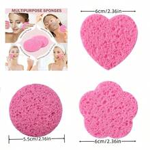 3件/8件/36件/50件压缩天然洁面海绵，由木浆泡沫制成，用于面部清洁、户外旅行和家庭卸妆，粉色