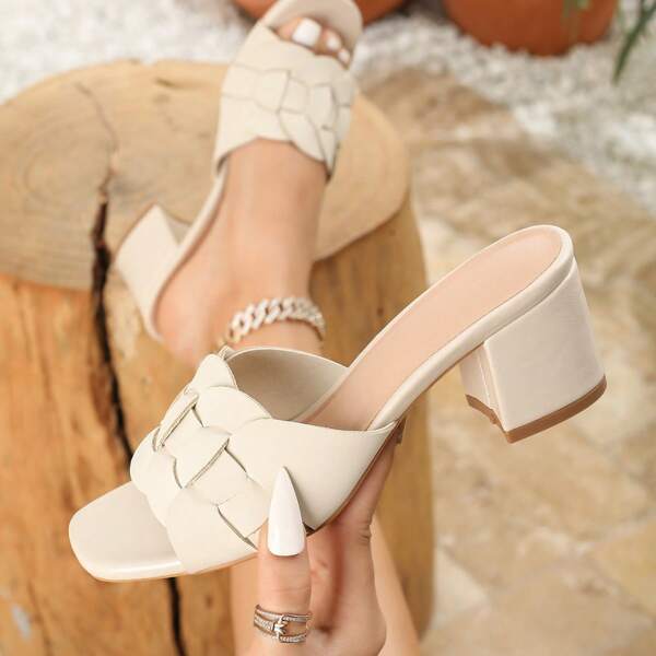Neuestes Design Niedrigpreis Sandalen, modische bequeme High Heels Damensandalen, Innen- und Außen Lässig Sandalen, minimalistische Mittelhöhe Sandalen für den Sommer, Sandalen aus synthetischem Leder