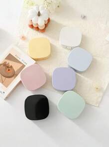 1 pieza/2 piezas Estuche portátil y sencillo para lentes de contacto de unicolor, adecuado para uso diario al aire libre