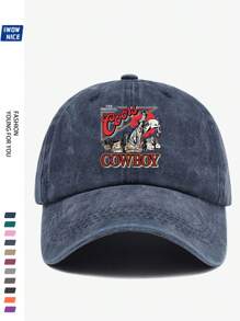 1pc Adjustable Classic Western Cowboy Logo Baseball Cap, Retro , , Suitable For Outdoor Travel, Camping, Sun Shading, Party, Hip-Hop, Dad, Trucker, Polo Ball Cap, Summer