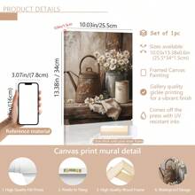 1 pièce Œuvre florale de style ferme rustique sans cadre - Marguerites blanches avec un bidon en fonte vintage, décoration murale en bois pour salon, chambre, bureau, etc. - Cadre en pin, cadeau parfait pour les vacances, affiches, décorations murales, décorations de pièce, moderne, botanique