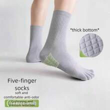 5 Toe Socks, Unisex, Spring/Summer Breathable Mid-Calf Sports Socks, Odor-Resistant & Shock-Absorbing, Massage Bottom, Split Toe Design