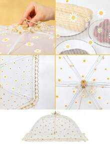 1 pieza Cubierta de malla plegable para alimentos, red de protección reutilizable y portátil contra insectos para paraguas protector de alimentos para verduras y cubiertas de mesa, adecuado para camping o restaurantes, cubierta de comida de fiesta extraíble y lavable, diseño de malla transparente - Multicolor - Ver 6