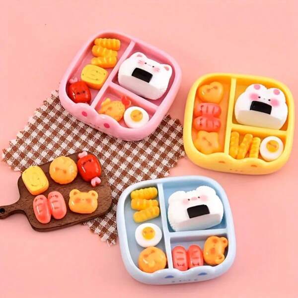 10pcs/20pcs Random Cute Simulated Rice Ball Accessories, DIY Miniature Food Decoration, Micro Landscape Decor, Multi-Function Ornament For Universal Holidays