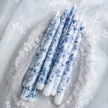 2件裝藍白陶瓷蠟燭台，浪漫燭光晚餐、婚禮、婚禮裝飾、節日派對慶祝香氛蠟燭、家居裝飾蠟燭、無煙蠟燭、返校禮物、萬聖節、聖誕節 - 彩色 - 查看 2