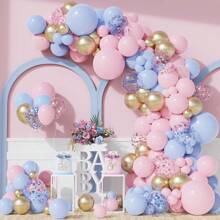 126 piezas Kit de decoración de fiesta con arco y guirnalda de globos rosa y azul
