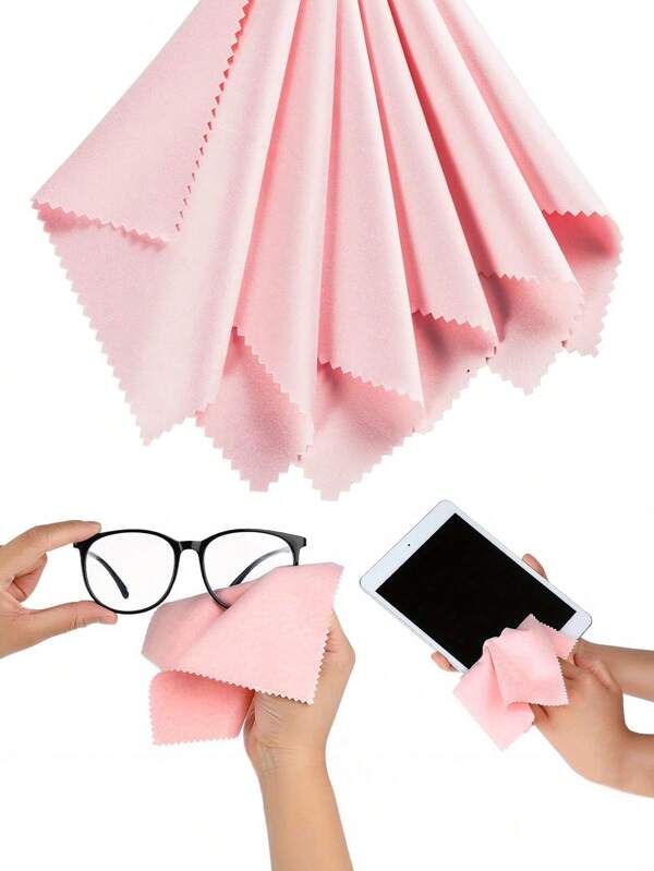 5pcs/10pcs Pink/Mixed Color Ultra-Fine Microfiber Glasses Cleaning Cloth, Modern Minimalist Square Lens Cleaning Cloth Anti-Fog Glasses Cloth Suede Glasses Wipe Cloth, Suitable For Cleaning Sunglasses, Eyeglasses, Phone Screens, Camera Lenses And LCD TV Screens