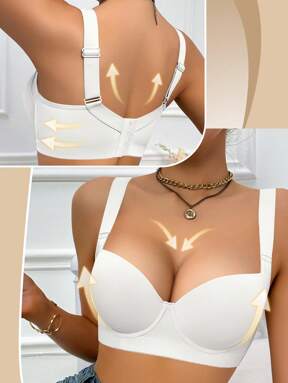 Sujetador blanco cómodo, ropa interior de mujer, sujetador con elevación y soporte, adecuado para uso diario
