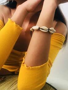 New Natural Shell Necklace Bracelet Set, Hawaii Style Fashion Versatile Handmade Jewelry Set - Black - View 3