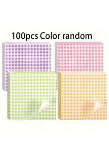 50 pièces/100 pièces Papiers de cuisson à carreaux de couleur aléatoire, Dessert Decor Pads, Papiers sulfurisés convenant aux sandwiches, hamburgers, frites