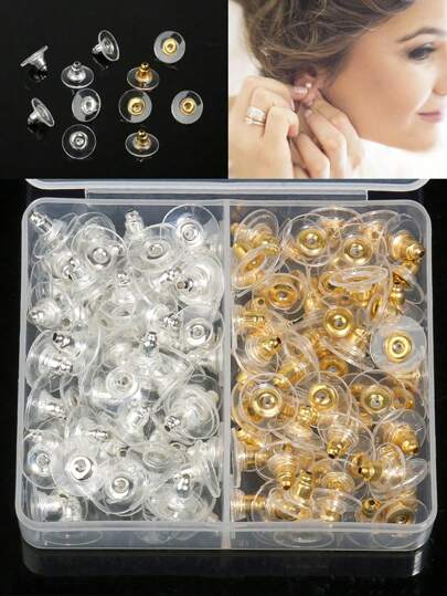 98pcs/Box Earring Hook Clasp Set Earplugs Ear Wires Earring Back For Jewelry Making DIY Earrings Stainless Steel Accessories