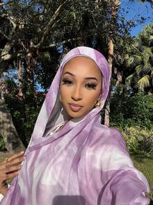 1pc Elegant & Versatile Women Scarf, Ink Painting Wave Gradient Shawl Hijab, Suitable For Sunshade, Daily Wearing, And Abaya - Ink Painting 068 - View 5