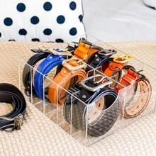 Belt Display Organizer Rack For Closet 12 Compartments Clear Acrylic Storage Holder Belt Container For Drawer Neck PET Tie Bow Tie Box - Clear - View 5