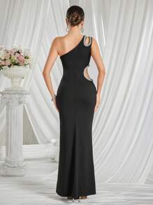 Black Cutout Gown Dresses For Semi-Formal Prom Cocktail Party For Birthday, Graduation, Dinner Party, Homecoming Dance, For Evening, Wedding Guest