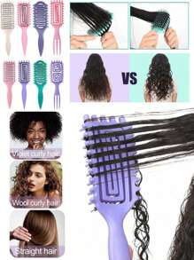 Cepillo definidor de rulos para cabello rizado, rizado y liso - Disponible en varios estilos. Alisa, da forma y desenreda sin tirar ni causar roturas. Accesorios para el cabello, peine, herramientas para el cabello, productos para el cabello y accesorios para salón de belleza, artículos esenciales de viaje.
