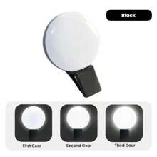 1 pièce 150 mAh Blanc/Rose/Bleu/Noir Anneau lumineux Selfie LED portable avec miroir, chargement USB, éclairage portable, lumière de beauté photo Halo, clip pour streaming en direct