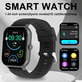 1 件男女通用硅胶表带多功能触摸屏电子智能手表，具有多种运动模式、相机控制、社交应用通知，适合送礼、运动、上学等