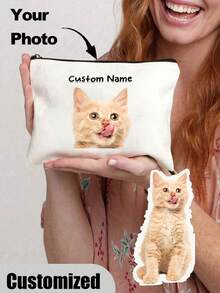 Bolsa de maquillaje personalizada con foto de gato, regalos con temática de gato, bolsa de cosméticos de viaje pequeña para amantes de las mascotas, estuche con cremallera para adolescentes, hijas, hermanas, artículos divertidos para mascotas, decoraciones de cumpleaños y navidad, organizador de maquillaje, bolsa de almacenamiento de maquillaje, estuche de maquillaje pequeño de viaje, accesorios, estuche para brochas, bolsa de maquillaje, artículos de viaje, artículos escolares, bolsa de maquillaje, artículos esenciales de vacaciones - Multicolor - Ver 16