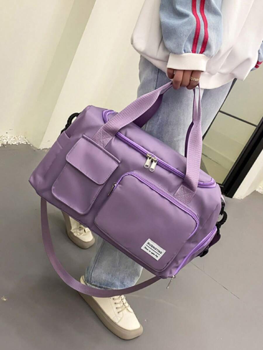 Baila Morena Sports Trunk Bag Duffel Nylon Water Resistant Multi-Compartments Large Capacity Hand-Held Shoulder Adjustable Crossbody Strap Sneaker Bag Waterproof Pocket - 淡紫色 - 查看 1